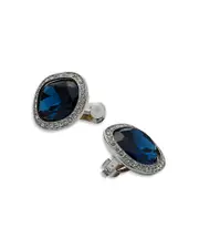 Kenneth Jay Lane Blue Rhinestone Clip On Earrings