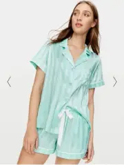 New Peter Alexander Aqua Stripe Poly Chic Satin Shortie PJ Set XL RRP$129