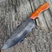 14" CUSTOM HANDMADE CARBON STEEL KITCHEN KNIFE CHEF KNIFE WOOD HANDLE+SHEATH