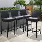 Set of 4 Outdoor Bar Stool Kitchen Cafe Dining Chair PE Wicker Weather-resistant