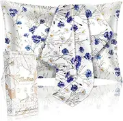 Miss Adola 2 Pack Mulberry Silk Pillow Case for Hair and Skin 19 Momme Standard 26"x20" Blue Daisy Silk Pillowcase Soft Smooth Satin Pillowcase Sleeping Gifts for Women