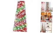 5Ft Pop Up Christmas Tree with 90 Lights, Collapsible Tinsel Red Green