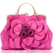 Nevenka Womens Rose Flower Evening Clutches Formal Party Totes Shoulder Bag-RoseRed
