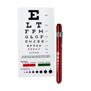 Pupil Gauge Aluminum Medical Diagnostic Penlight Pocket LED + Snellen Chart