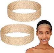 WILLBOND 2 Pieces Silicone Wig Grip Band Adjustable Silicone Wig Headband Non Slip Strong Holder for Men Women Sports Yoga(Light Brown)