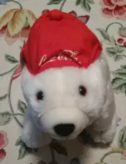 NWT Coca-Cola 1993 12" Polar Bear With Baseball Cap