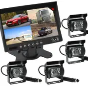 Elinz 7" Quad Monitor Splitscreen with 4 Cameras Package - 4 Camera Package