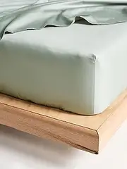 Linen House 500TC Cotton Sateen 50cm Fitted Sheet, King, Green Gum