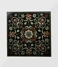 30" square antique Black Marble Coffee Dining Table Top Inlay Pietra Dura Deco