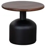 Montserat 52cm Walnut Round Side Table, Black