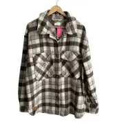 Simply Southern Shacket Patch Plaid Shirt Jacket XL