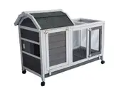 YES4PETS Rabbit Hutch Cat House Cage Guinea Pig Ferret Cage With Wheels