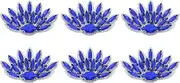 uxcell 6Pcs Handmade Beaded Patches, Peacock Tail Glass Crystal Appliques Sew on Rhinestone Patch for Clothing DIY Sewing Accessories, Deep Blue
