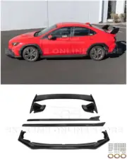 For 22-Up Subaru WRX JDM CS Style GLOSSY BLACK Front Lip Side Skirt Rear Spoiler