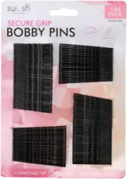 Swosh Bobby Pin Set, Black (Pack of 144)