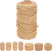 Swpeet 10mm x 164 Feet Jute Twine Braided Natural Jute Rope, Long Twine String Wrapping Packing Gardening Crochet Perfect Arts Crafts Gift Twine Christmas Twine for Craft Projects, Wrapping, Packing