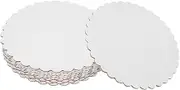 sourcing map 10 Pcs Scalloped Cake Circle Base, 9.8 Inch Wave Cake Cardboards Greaseproof Cardboard Round Wave Cake Pastry Pan Base for Weddings Parties Birthday Desserts Cupcake (White)