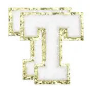 Chenille Letter Patches, 2Pcs Letter t Iron on Patches(White, 5.5 Cm/2.2")