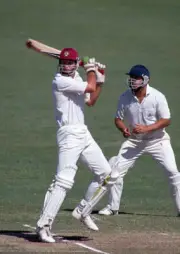 Graeme Hick batting for Queensland against England at Carrar- Old Cricket Photo