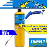 Cigweld BlueJet Cordless Weed Burner + MAPP Gas Cylinder Blow Torch BBQ 308414