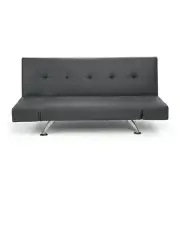 [Laura Hill] Sarantino Sofa Bed Lounge Faux Leather Couch Futon Furniture Adjustable Suite Grey
