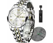 VEANXIN Men's Watch,Classic Silver Watches for Men, Waterproof Stainless Steel Roman Numbers Men's Watch Easy to Read