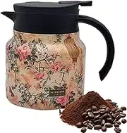 Floral Teapot, 800ml Large Capacity Tea Infuser, Vintage Floral Pattern Tea Infuser Teapot, Hot Coffee Pot, Vintage Floral Pattern Tea thermoos, Portable Stainless Steel Tea Pot with plastc Handle