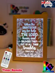 RELIGIOUS PSALM 34.17 PERSONALISED 3D LED Night Light 7 Colour Change Room Lamp