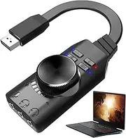 USB Audio Adapter | Virtual 7.1 Surround Sound External Sound Card for Laptop with Volume Control,Portable USB Audio, 3.5mm Sound Card, Driver USB Audio Interface for Headset, Headphone,
