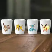 Eevee 4 Pack Shot Glass Ceramic White Jolteon Vaporeon Flareon GO New