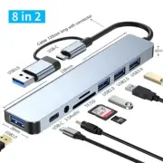 8 In 2 USB HUB With Splitter Card Reader USB C 3.0/2.0 SD/TF Docking Station