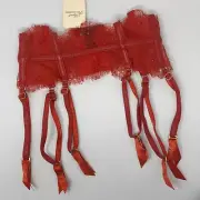 Agent Provocateur Adara SOIREE Red Leather Swarovski Suspender AP4 Large NWT