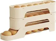 Rolling Egg Dispenser | Automatic Egg Dispenser | Stackable Home Organizers and Storage, Ventilated Food Rack for Fridge Door, Kitchen Counter