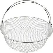 Generic Stainless Steel Air Fryer Basket - Multi-purpose Round Fryer Mesh Basket for Air Fryer, Oven, Steamer