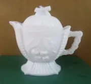 Vintage/Antique White Iridescent Glass Serving Pitcher/Creamer w/ Lid Victorian
