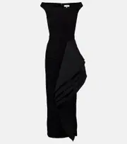[Safiyaa] Safiyaa Bree draped midi dress AU 20 black