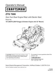 Owner’s Manual Sears Craftsman ZTS 7000 Zero-Turn Rider Mower- Model 107.280070
