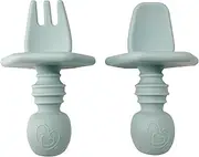 Dreambaby Silicone Ezy-Grip Spoon and Fork for Baby Led Weaning - Self Feeding Utensil Set