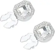 [VVCome] Large Crystal Square Button Covers Cufflink Snap-On Jewelry Clips for Shirts & Jackets, Damage-Free Decorative Button Accessories