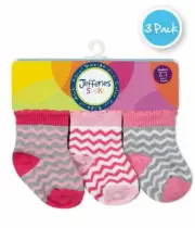 Jefferies Pink Chevron 3 Pk Socks Newborn Shoe Size 0-1
