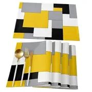 Abstract Art Placemats Set of 6,Non Slip 6pcs Placemats Color Blockfge1063