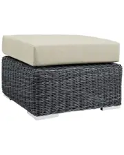 Modway Outdoor Summon Outdoor Patio Wicker Rattan Sunbrella Ottoman