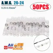 50Pcs Solder Seal Sleeve Heat Shrink Cable Splice Wire Connectors Butt Terminals