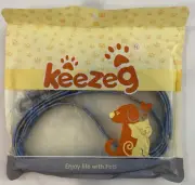 New Keezeg Dog Leash 4’ 11” Blue with Orange & Blue Flowers Floral