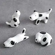 TanQiang 4 Pcs Set Cute Spotted Dog Ceramic Ware Chopsticks Stand Rest Rack Knife Fork Holder