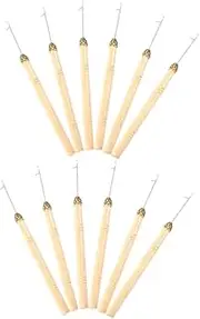 Mikinona 12pcs Hair Extension Crochet Dreadlock Tool Dreadlocks Tools Dreadlock Crochet Hooks Dreadlocks Crochet Dreadlocks Accessories Weaving Hook Tool Hair Weaving Crochet Bamboo Golden