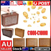 €1000-€10000 Wooden Money with Counter Money Piggy Bank Cash Coin Saving #C