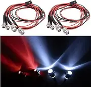 2Pack 4Leds RC Car LED Lights White Headlights Red Taillight Kit Accessories for RC Buggy Truck Tank Crawler Car SCX10 SCX24 TRX4 TRX6 Slash Rustler Redcat 4WD Traxxas HSP Tamiya Redcat