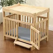 Pet Dog Crate for Medium Dogs,Solid Wooden Dog Crate, Multifunctional Dog Crate with Shelves, with Removable Pet Mat, Climbing Ladder Design, Breathable Sides, Suitable for Small and Medium Dogs(Grey