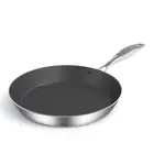 NNEAGS Stainless Steel Fry Pan 24cm Frying Pan Induction FryPan Non Stick Interi